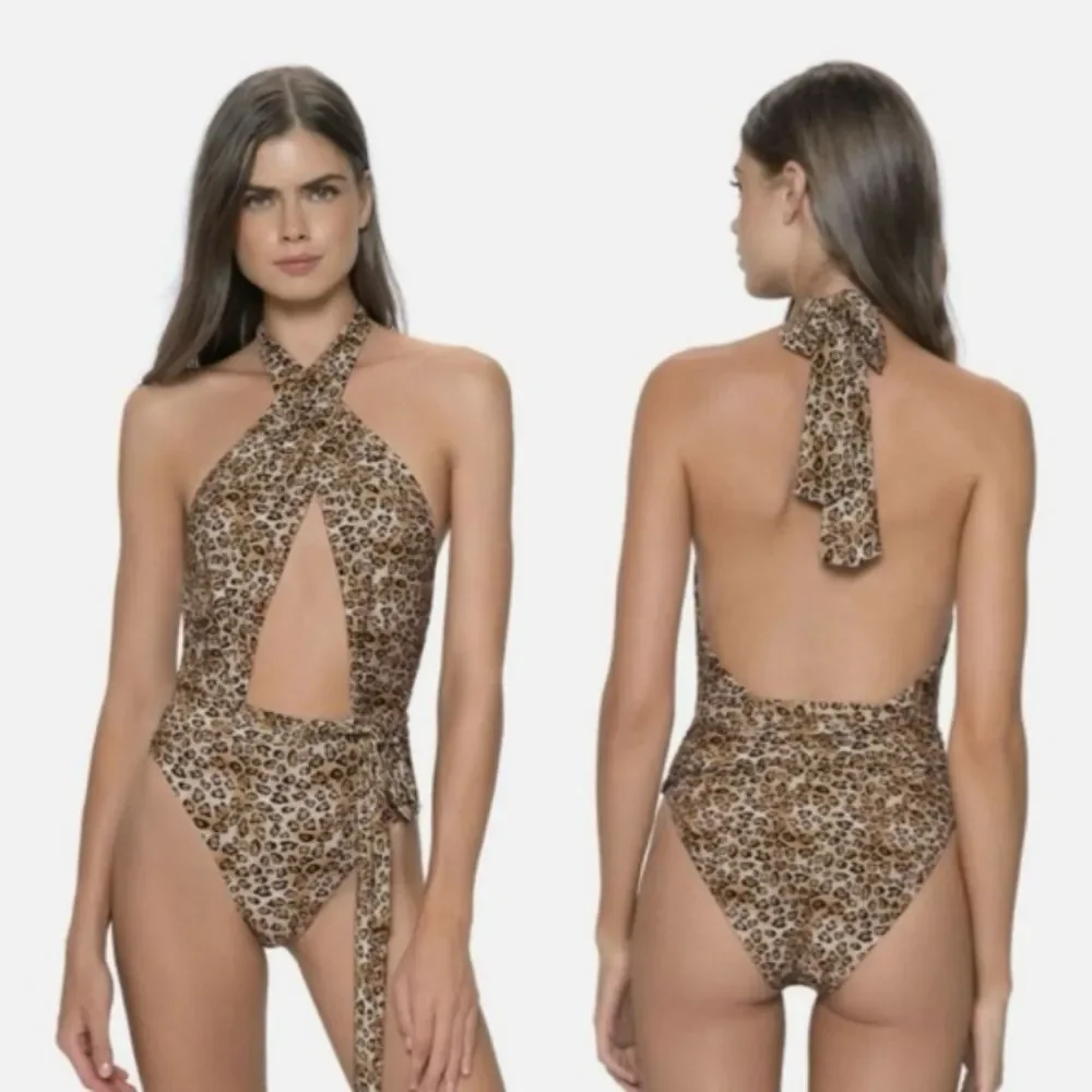 PQ Swim Alex Leopard One Piece Swimsuit NWT Sz Small